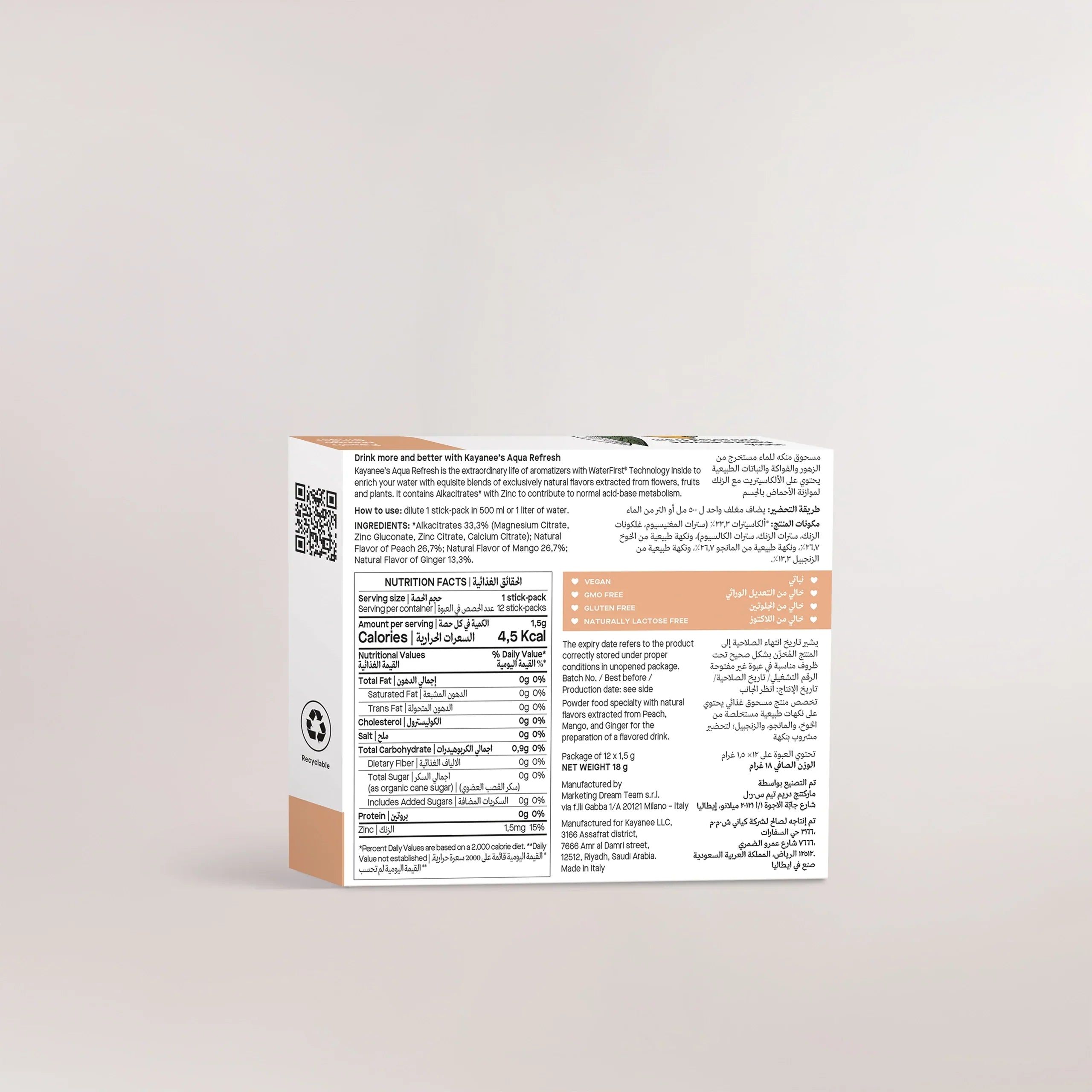 Aqua Refresh Hydration Powder Peach-Mango-Ginger