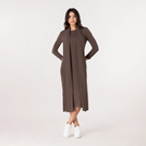 Jersey Dress And Scarf Ensemble - SEASONAL CHOCOLATE