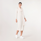 Jersey Dress And Scarf Ensemble - SEASONAL BEIGE