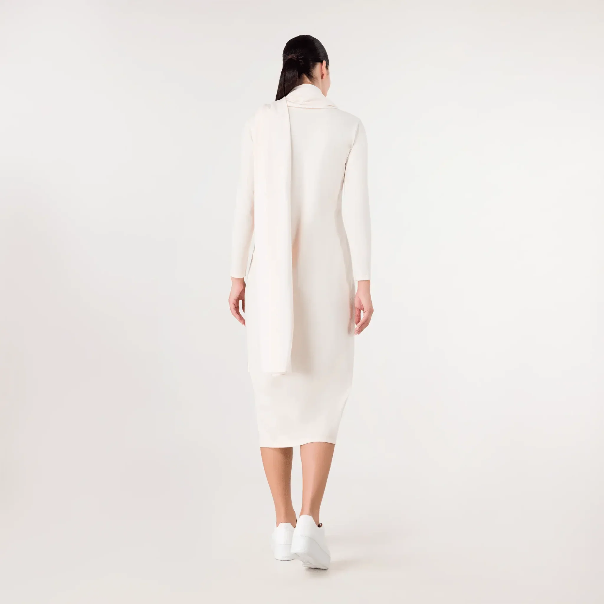 Jersey Dress And Scarf Ensemble - SEASONAL BEIGE