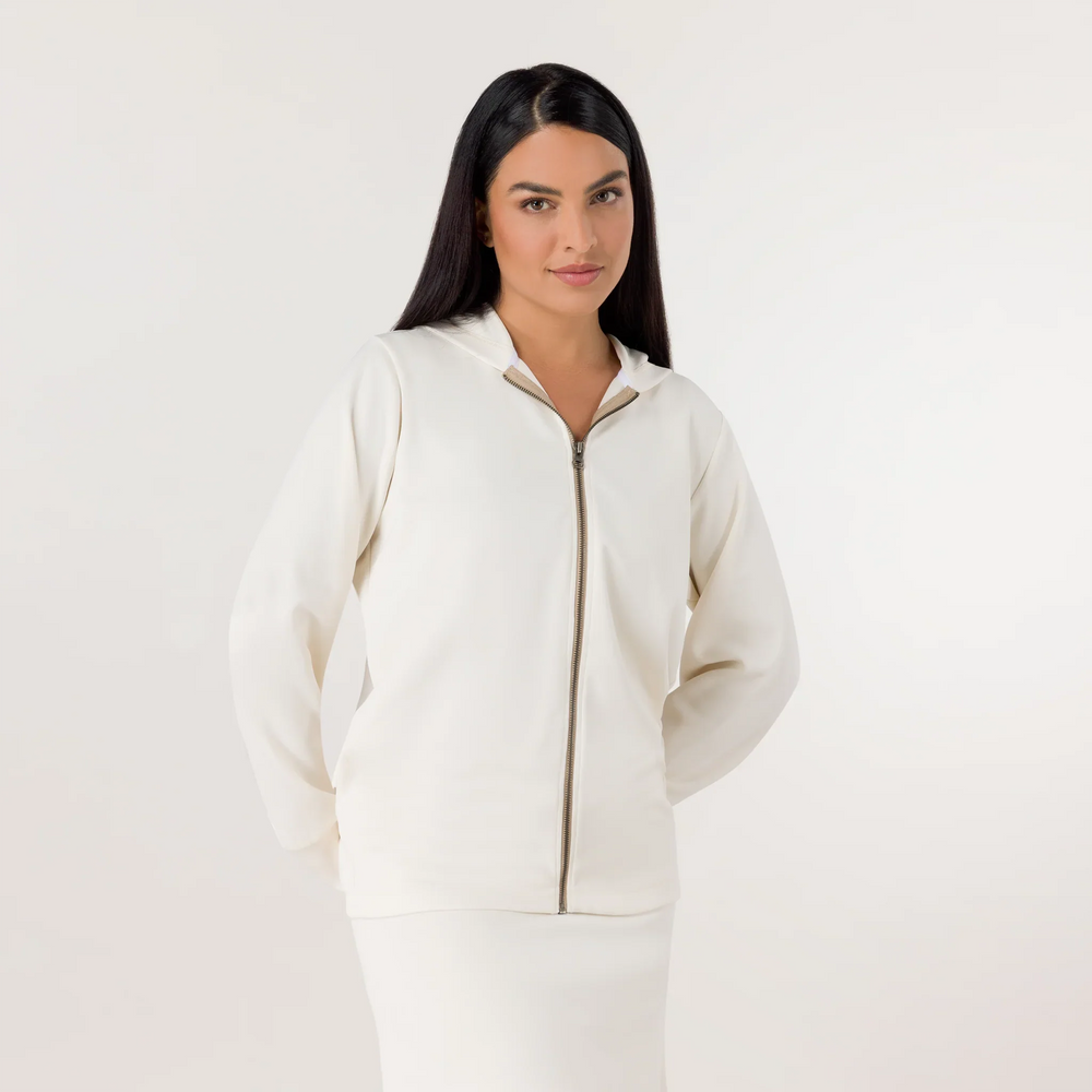 Soft Zipped Sweatshirt - SEASONAL BEIGE