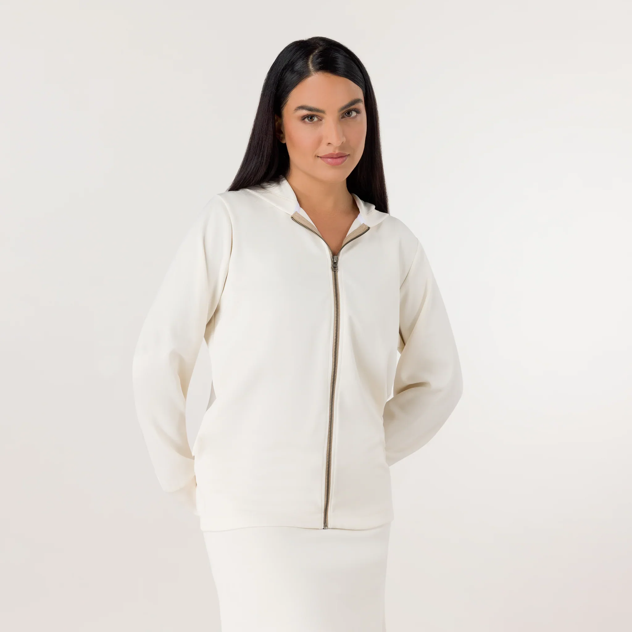 Soft Zipped Sweatshirt - SEASONAL BEIGE