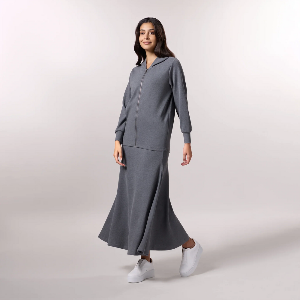 Soft Zipped Sweatshirt - SEASONAL CHARCOAL MELANGE