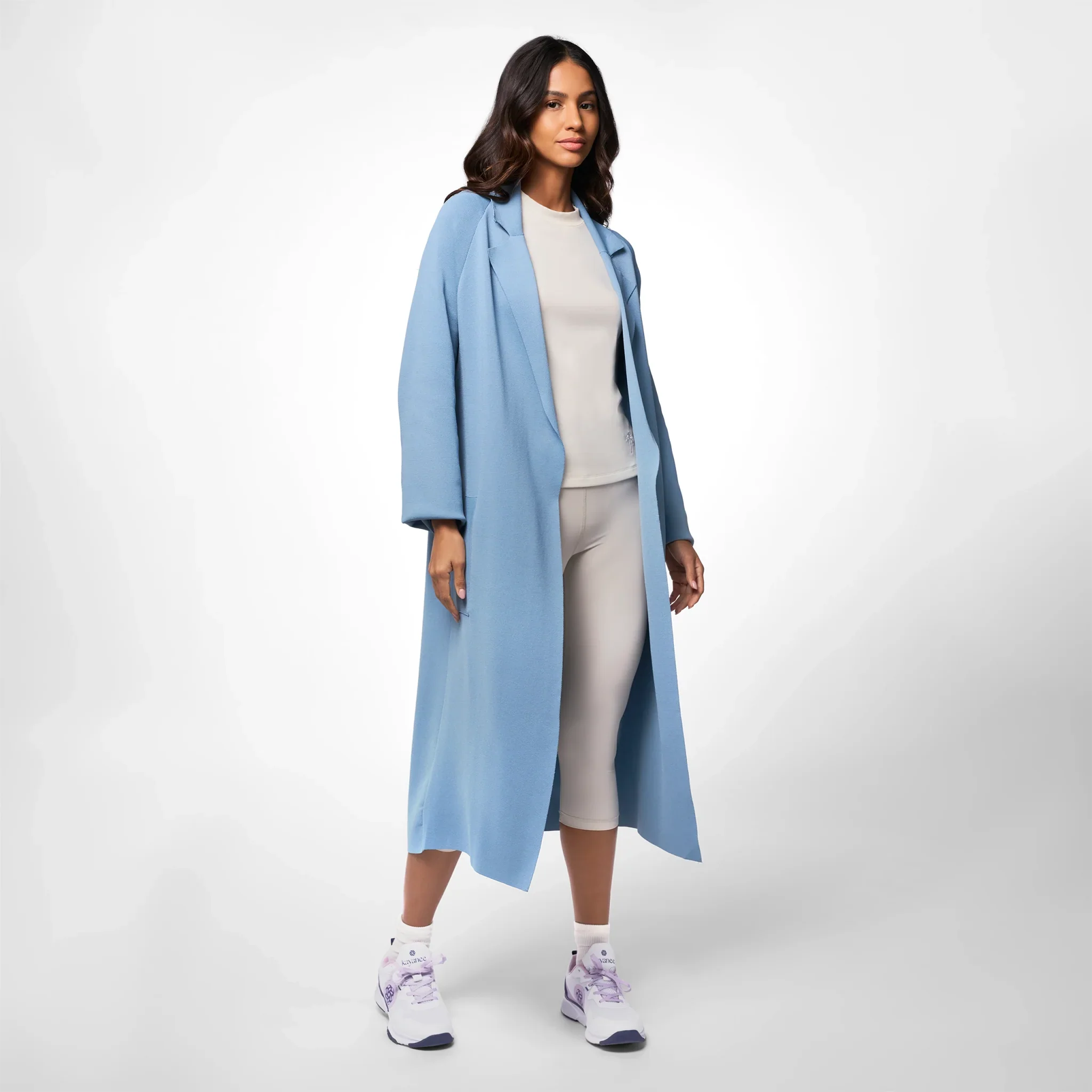 Full-Length Knitted Coat - SEASONAL LIGHT BLUE