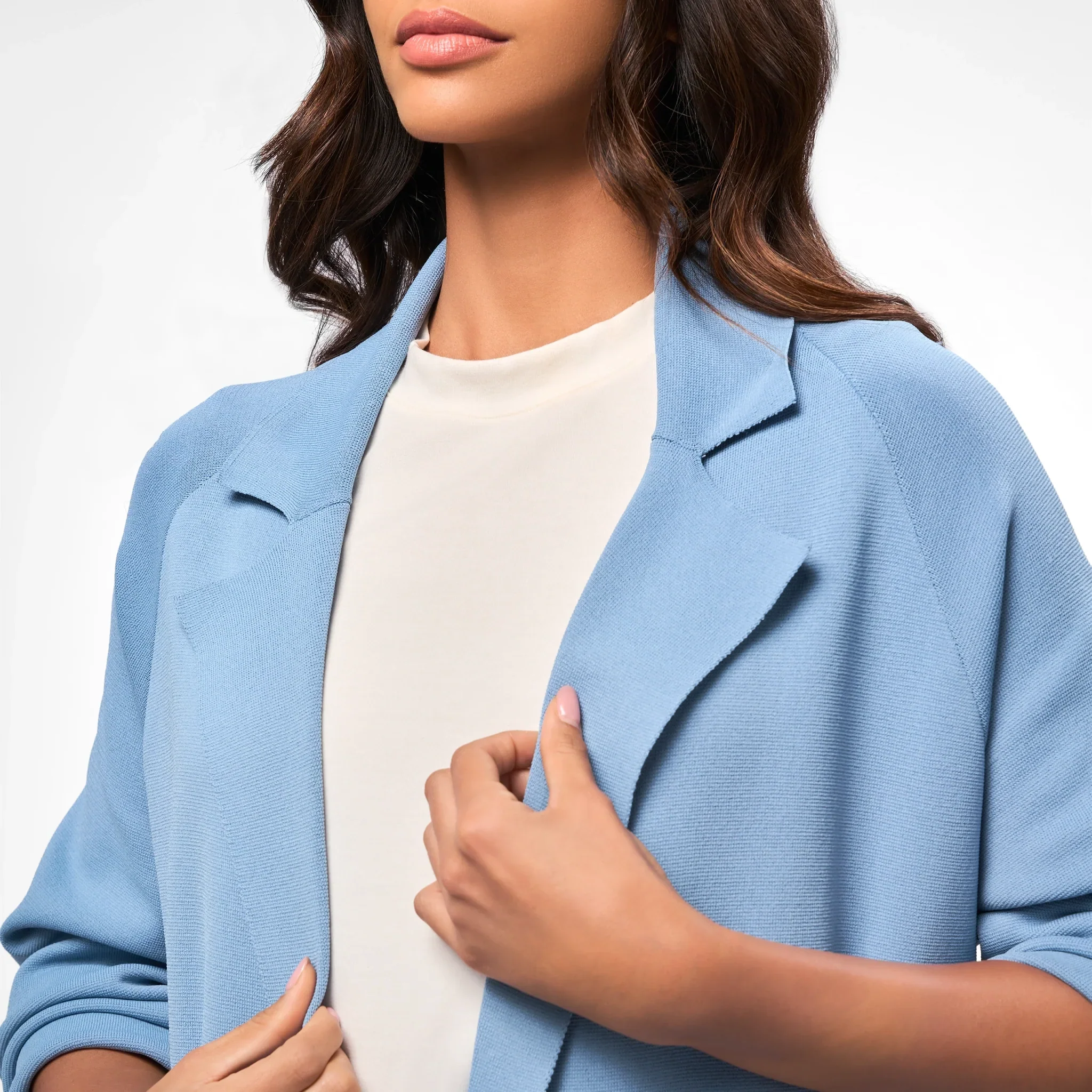 Full-Length Knitted Coat - SEASONAL LIGHT BLUE