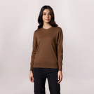 Crewneck Knit Sweater - SEASONAL HAZELNUT