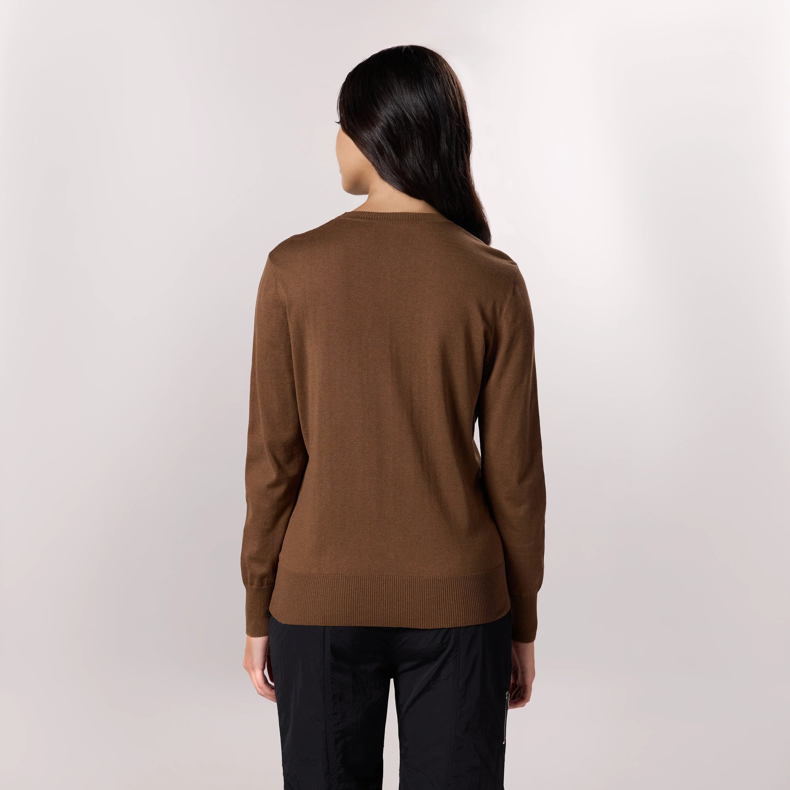 Crewneck Knit Sweater - SEASONAL HAZELNUT