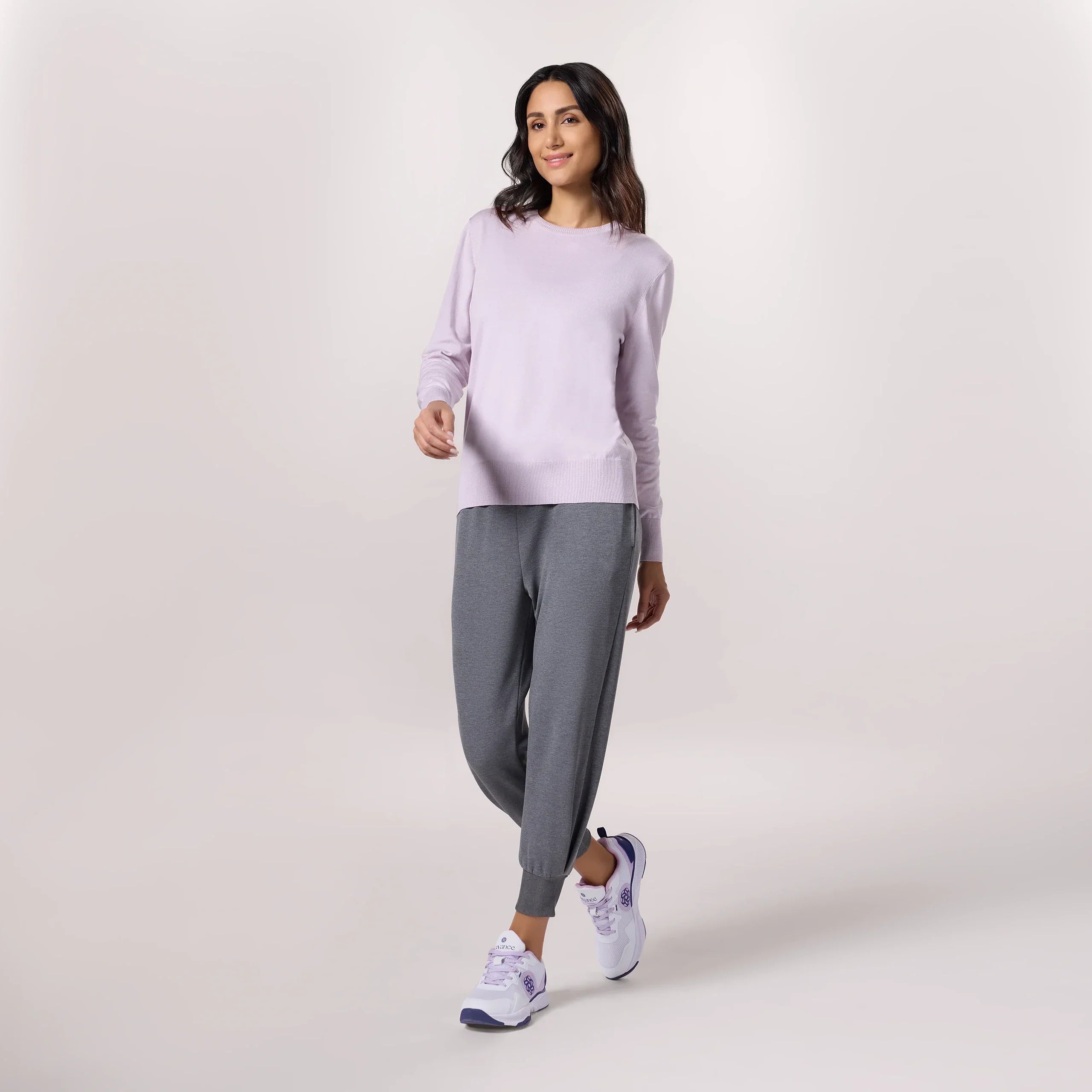 Crewneck Knit Sweater - SEASONAL LILAC