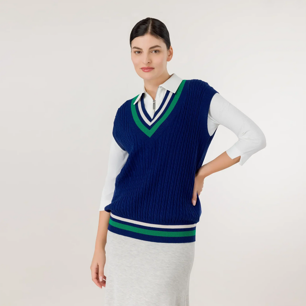 Cable Cashmere Vest - SEASONAL BLUE