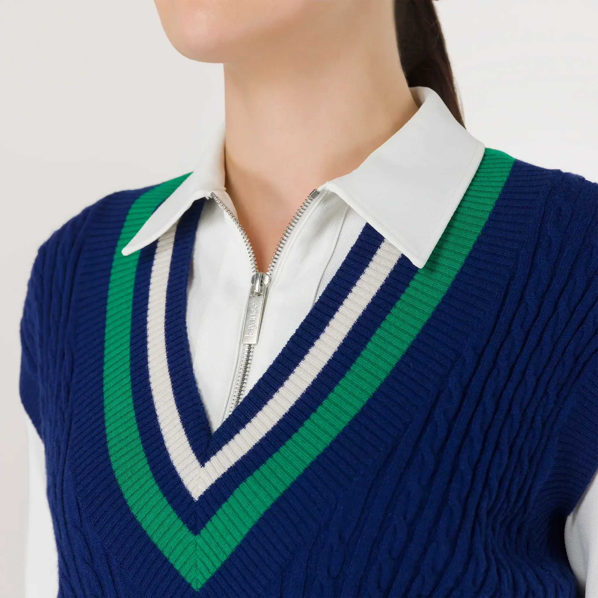 Cable Cashmere Vest - SEASONAL BLUE