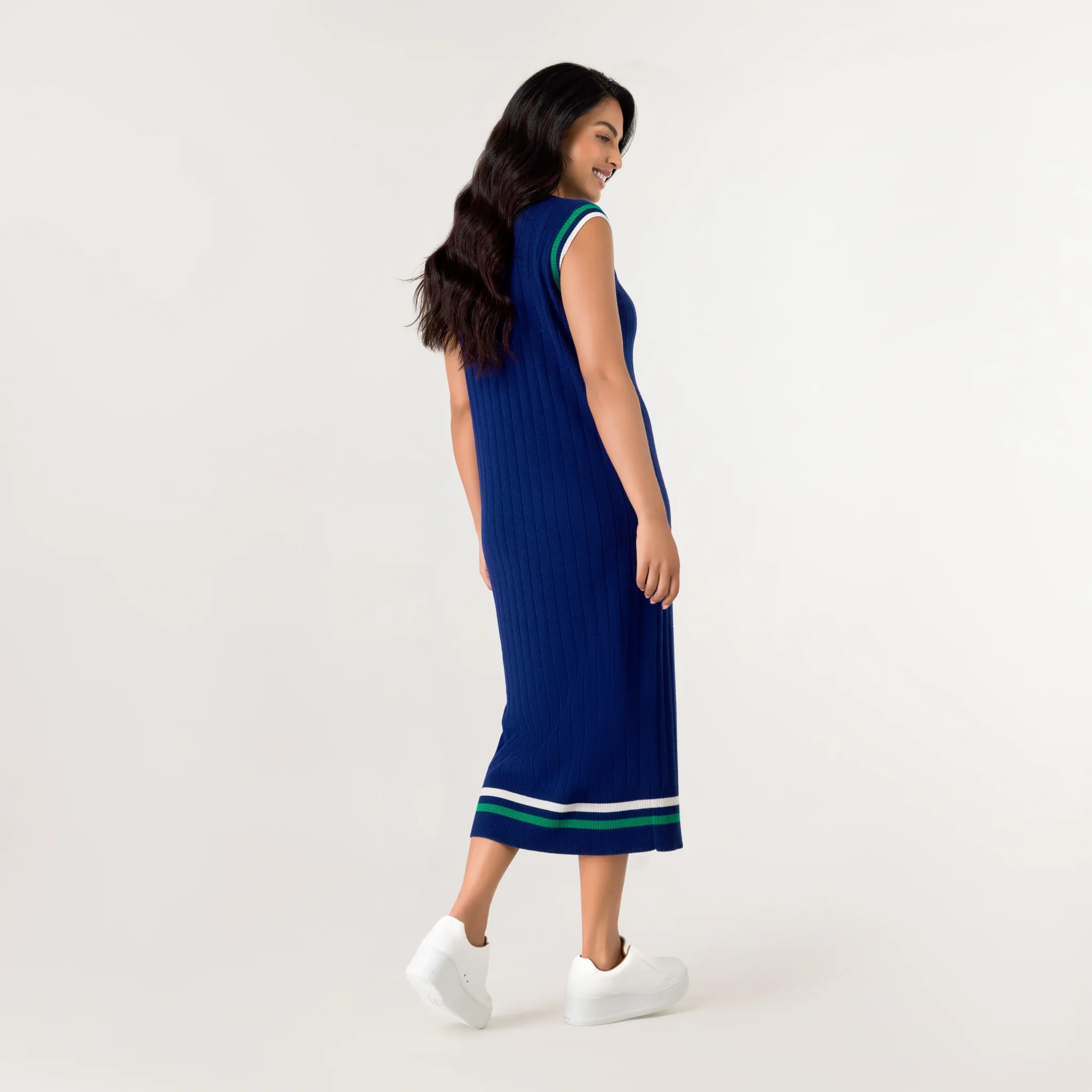 Cable Cashmere Dress - SEASONAL BLUE