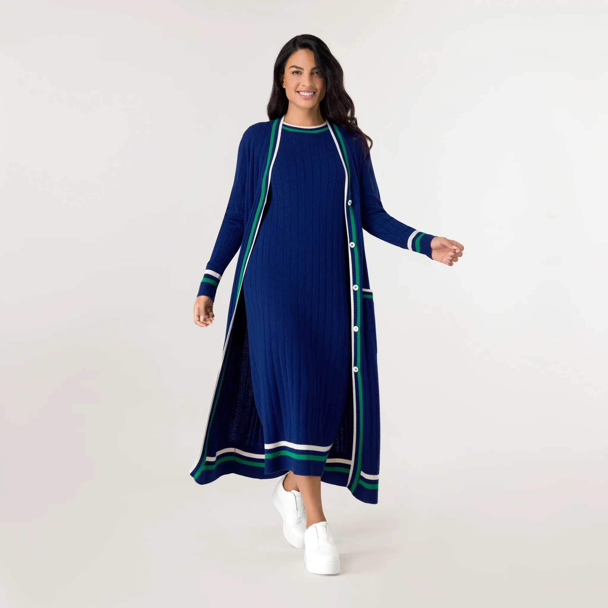 Cable Cashmere Dress - SEASONAL BLUE