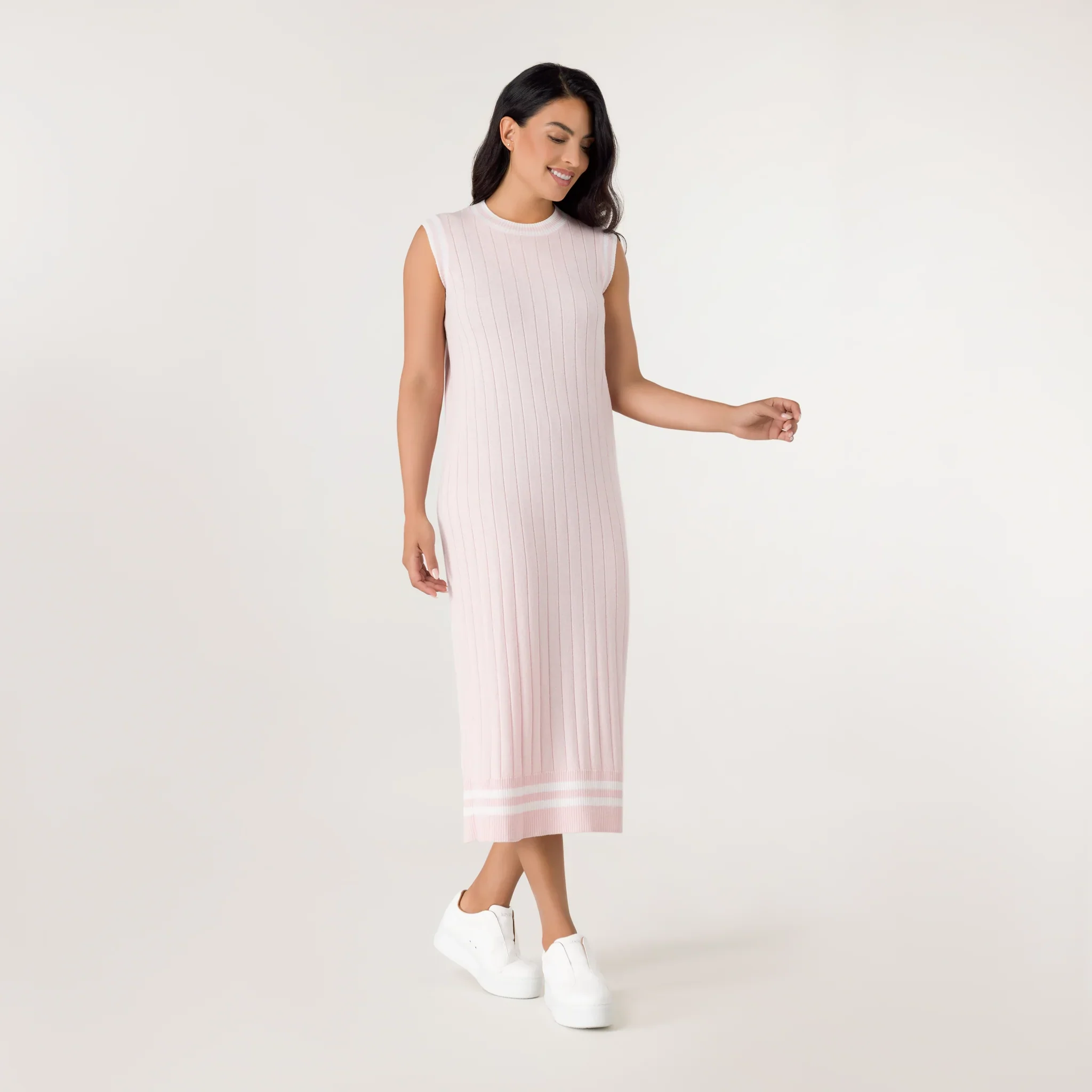 Cable Cashmere Dress - SEASONAL PINK