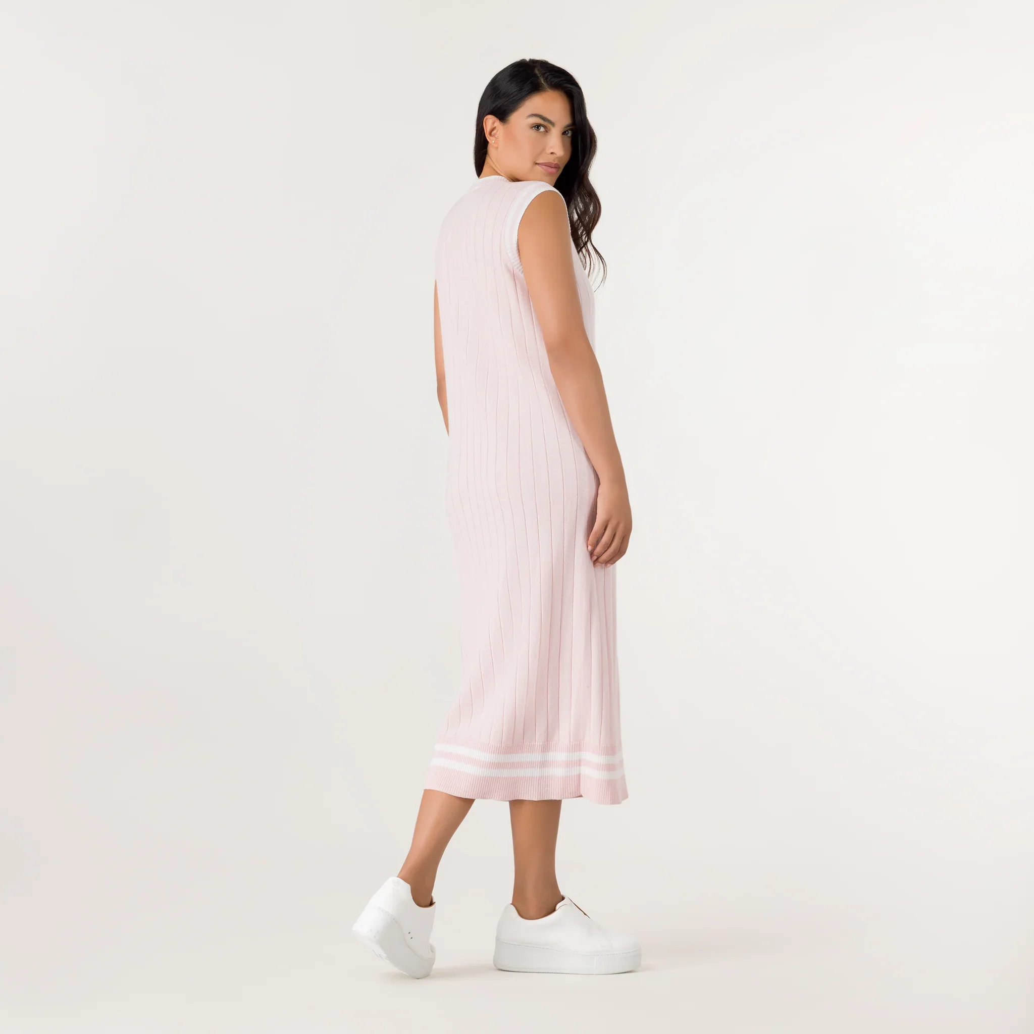 Cable Cashmere Dress - SEASONAL PINK