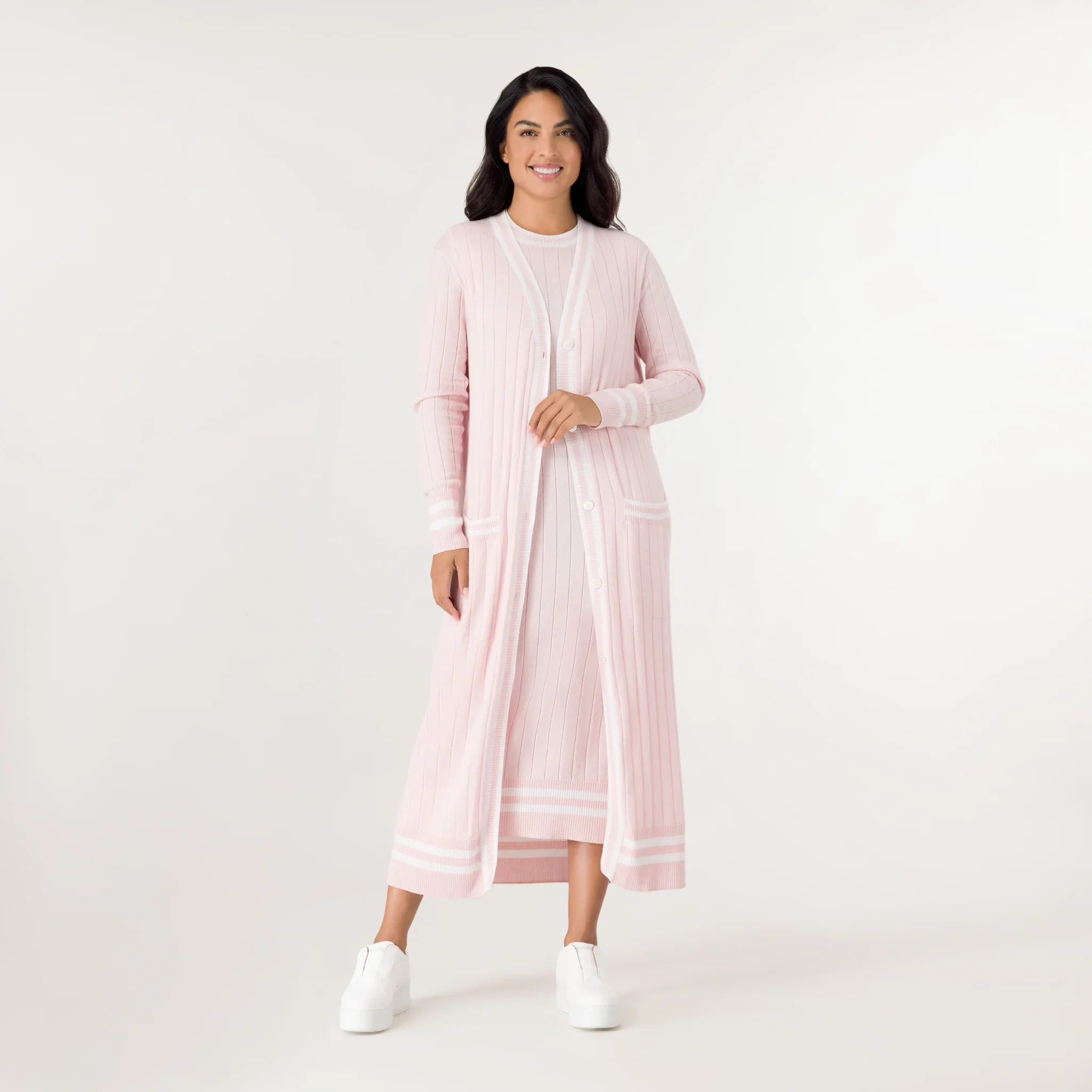 Cashmere Longline Cardigan - SEASONAL PINK