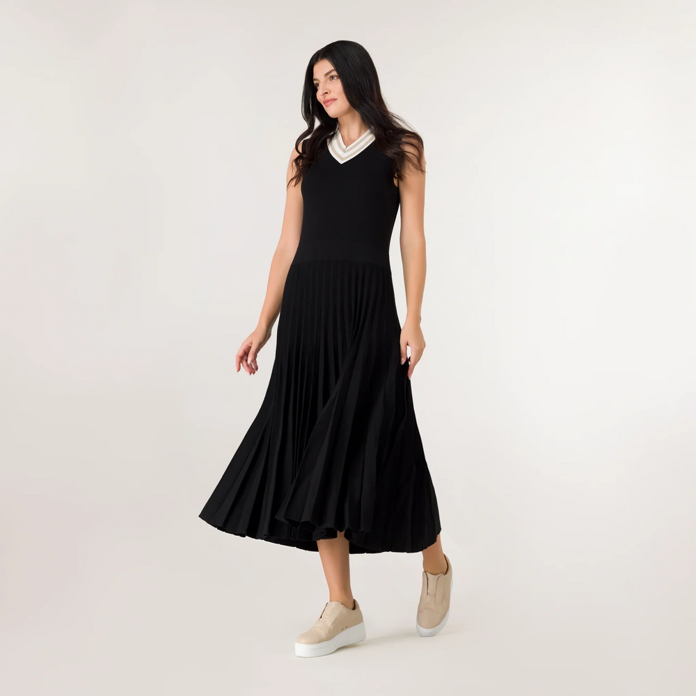 Pleated Knit Dress - SEASONAL BLACK