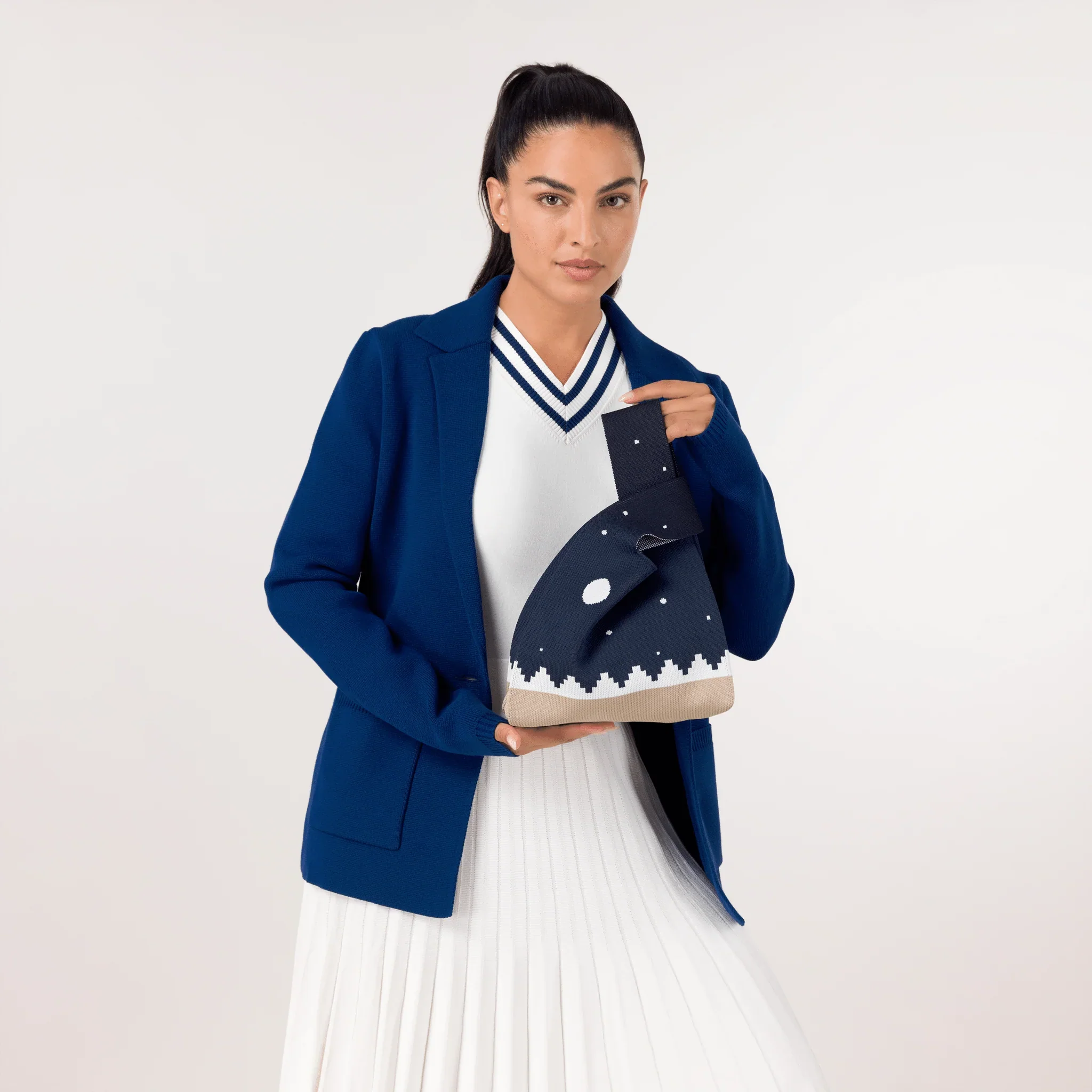 Pleated Knit Dress - SEASONAL WHITE