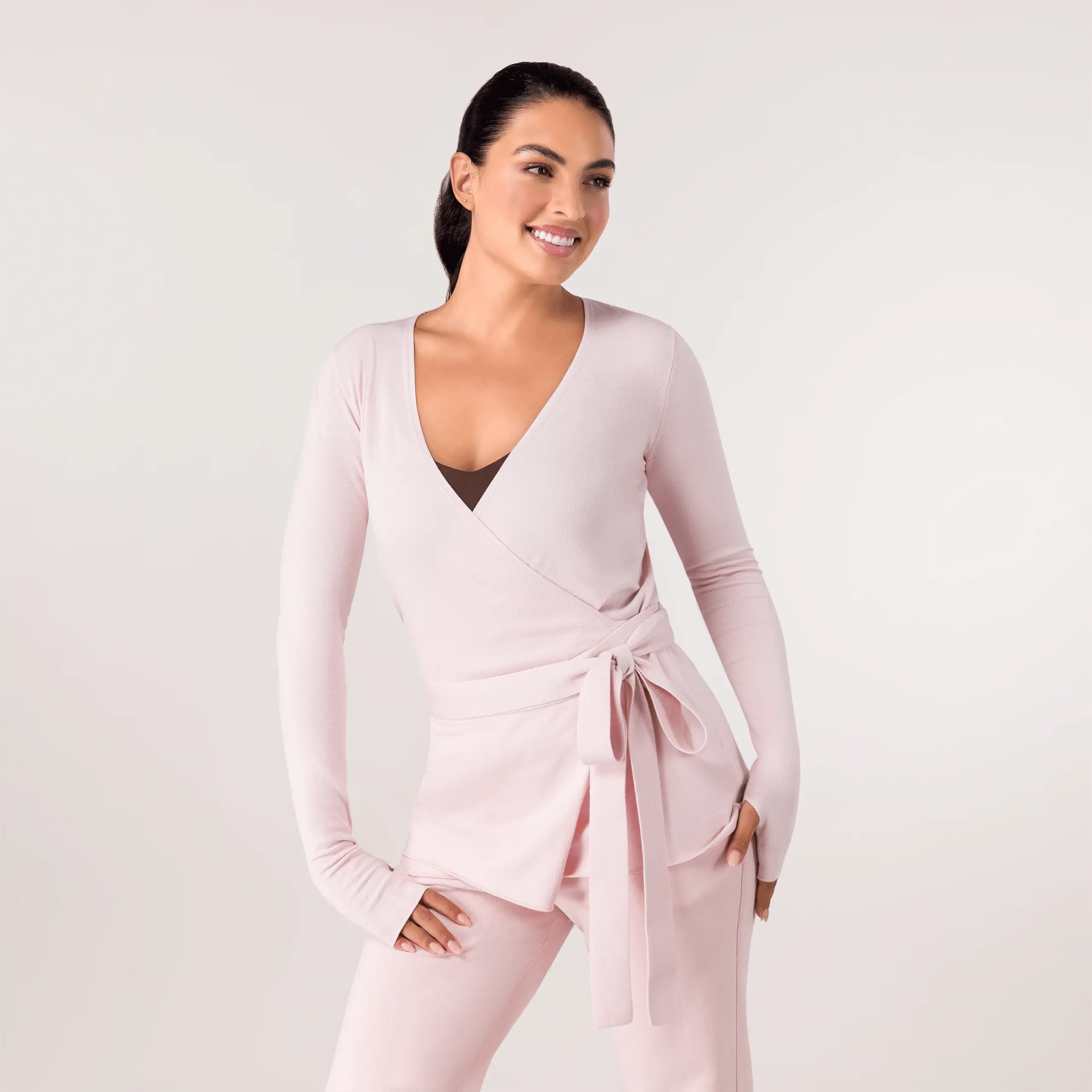 Ballerina Wrap Sweater - CORE LIGHT PINK