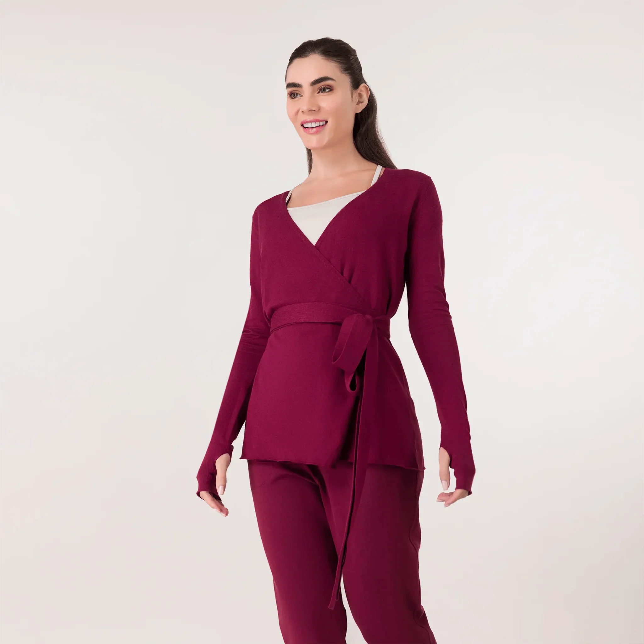 Ballerina Wrap Sweater - CORE GRAPE RED