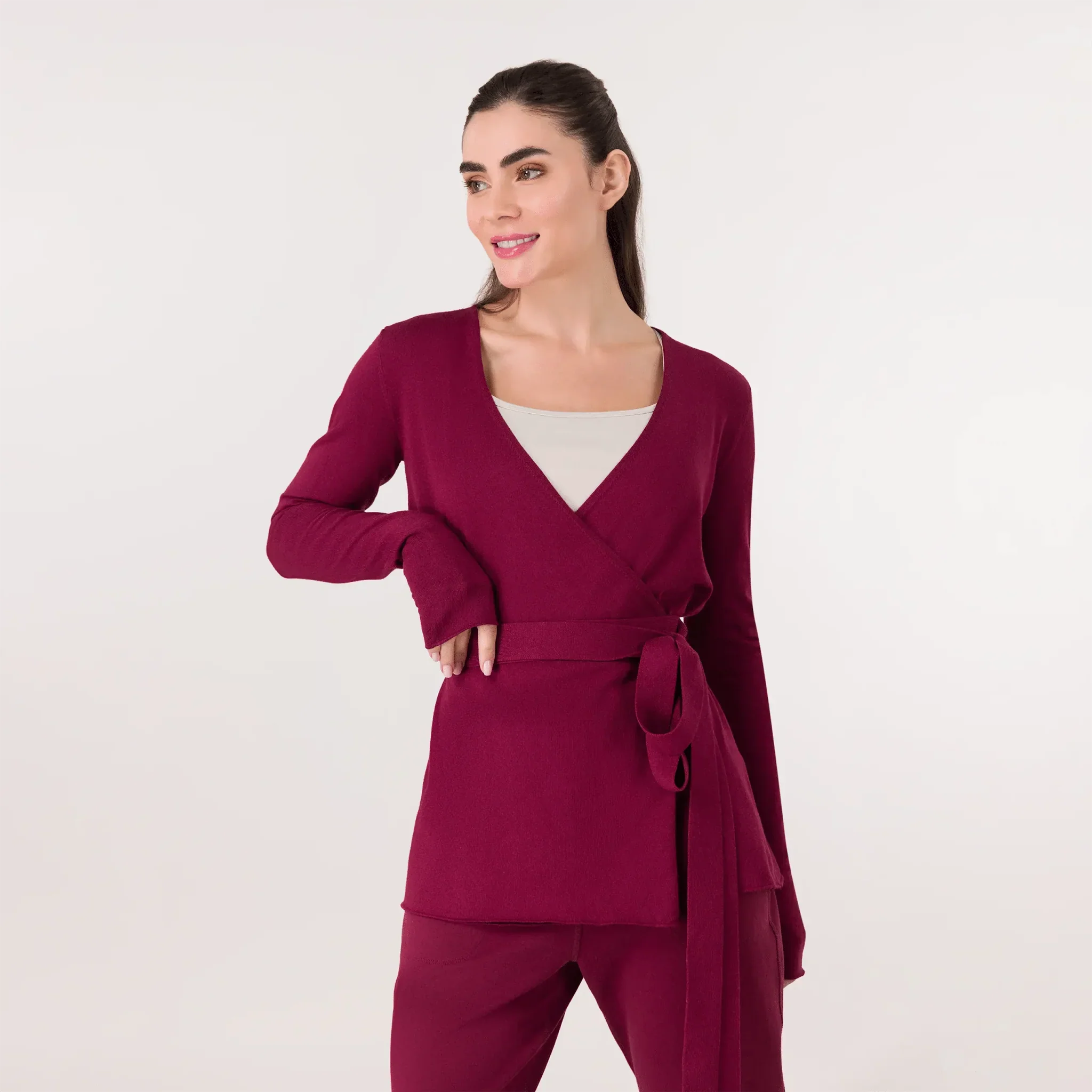 Ballerina Wrap Sweater - CORE GRAPE RED