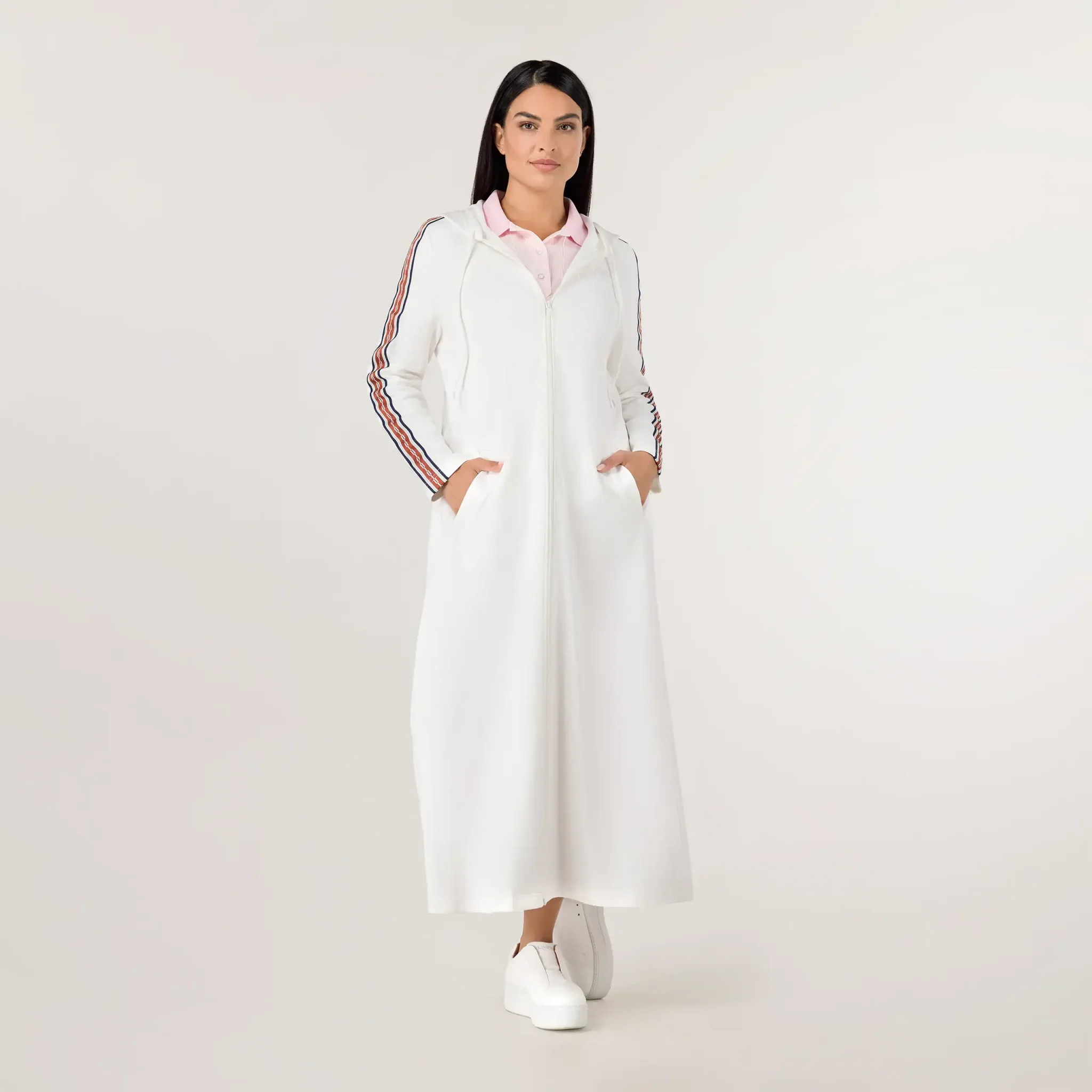 Kayanee Track Abaya - SEASONAL WHITE