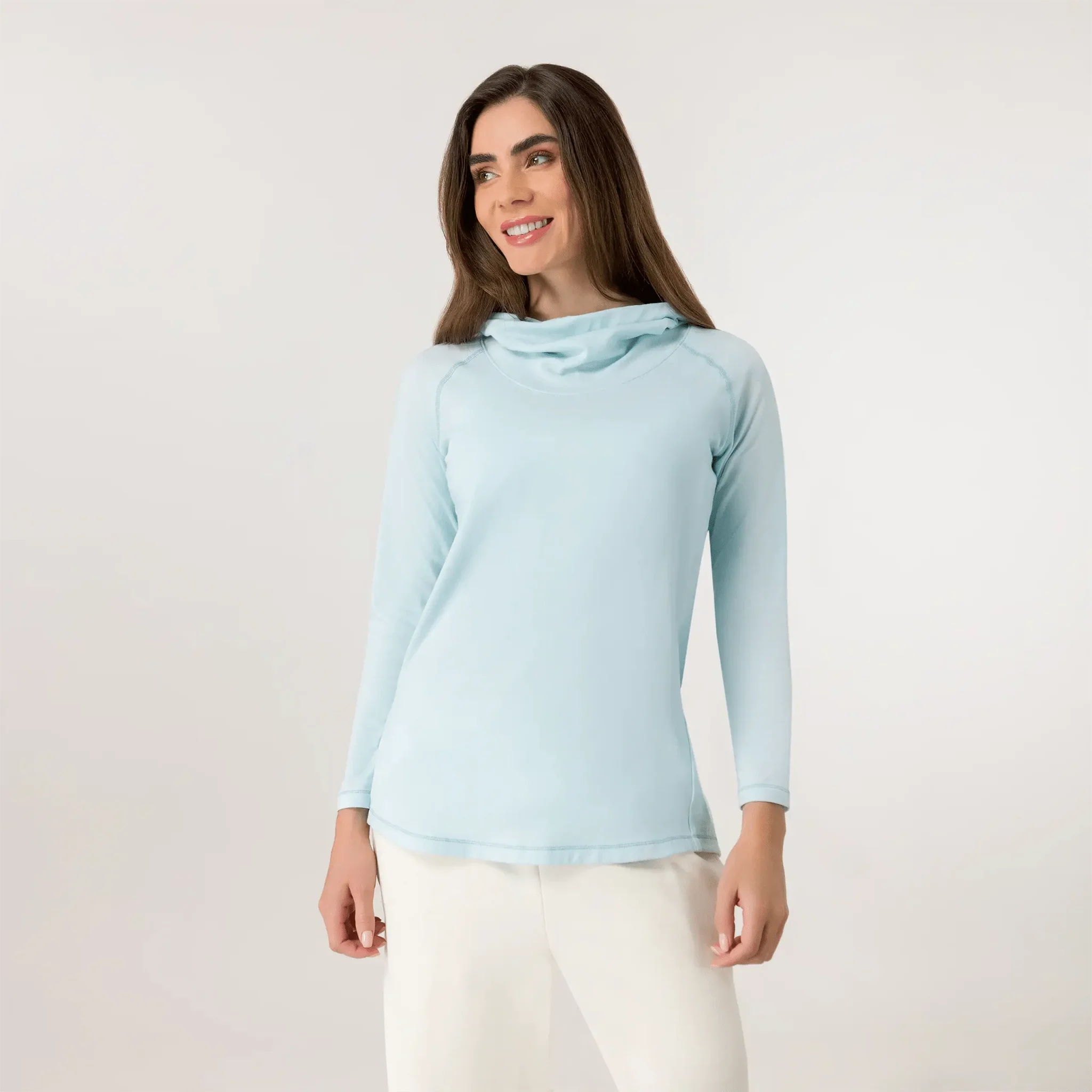 Hooded Long Sleeve Top - SEASONAL LIGHT BLUE