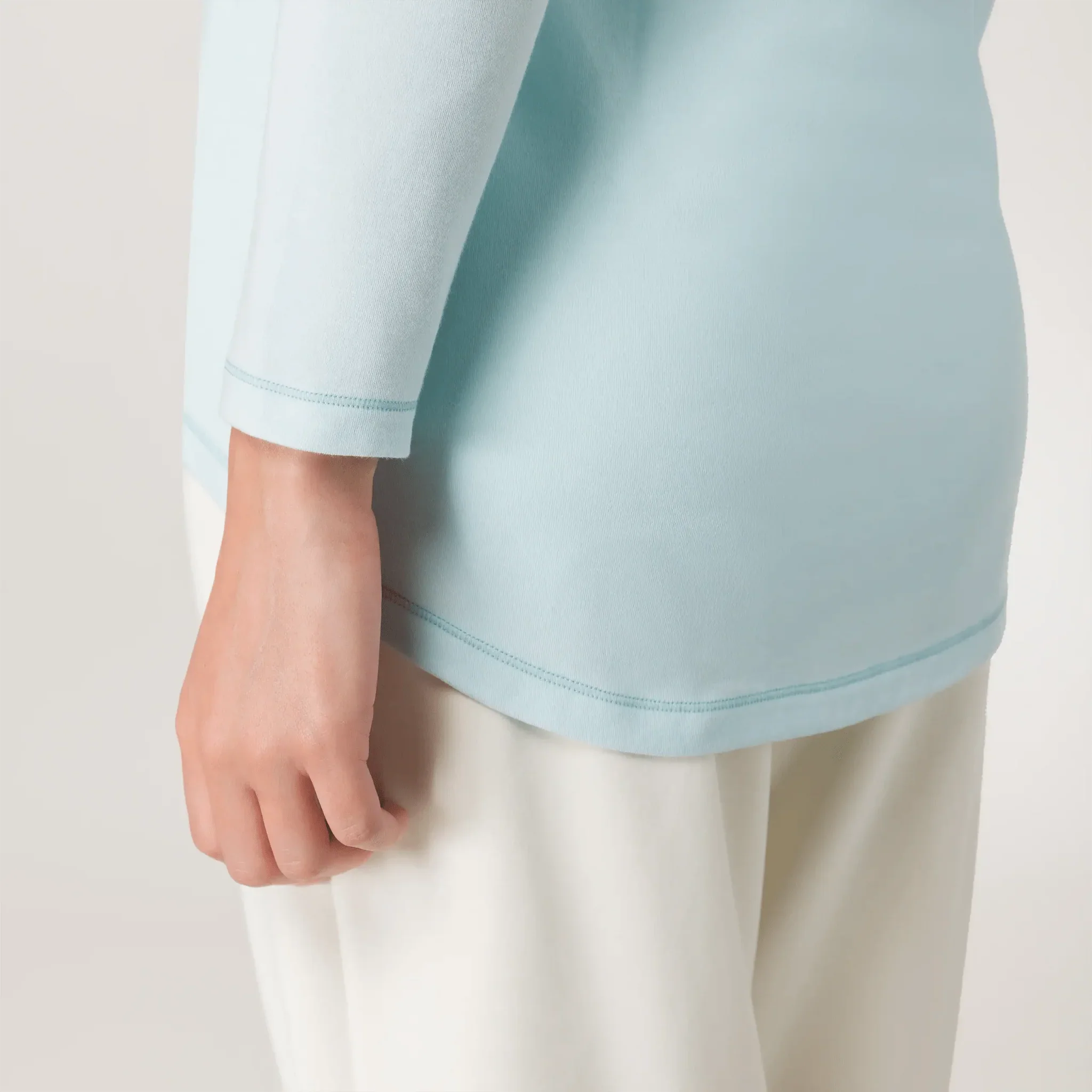 Hooded Long Sleeve Top - SEASONAL LIGHT BLUE