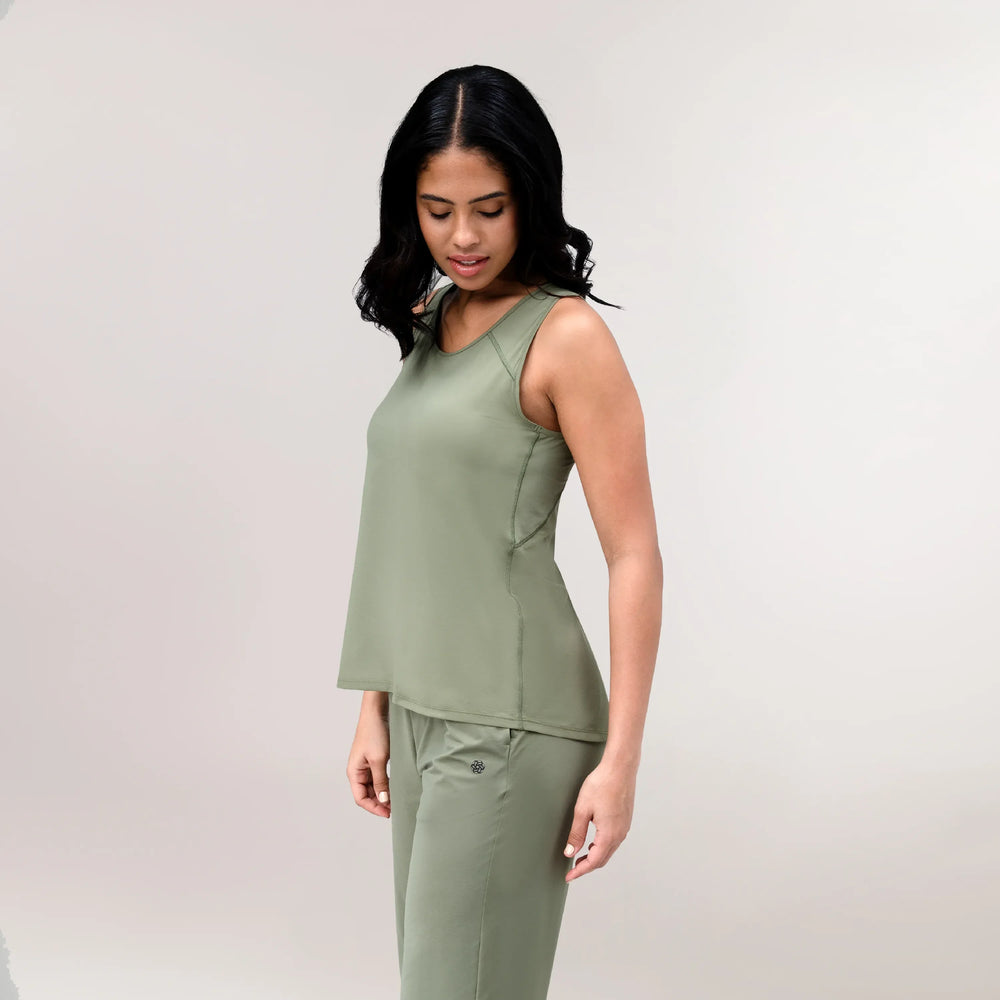 Flow Racerback Top - CORE MUSK GREEN