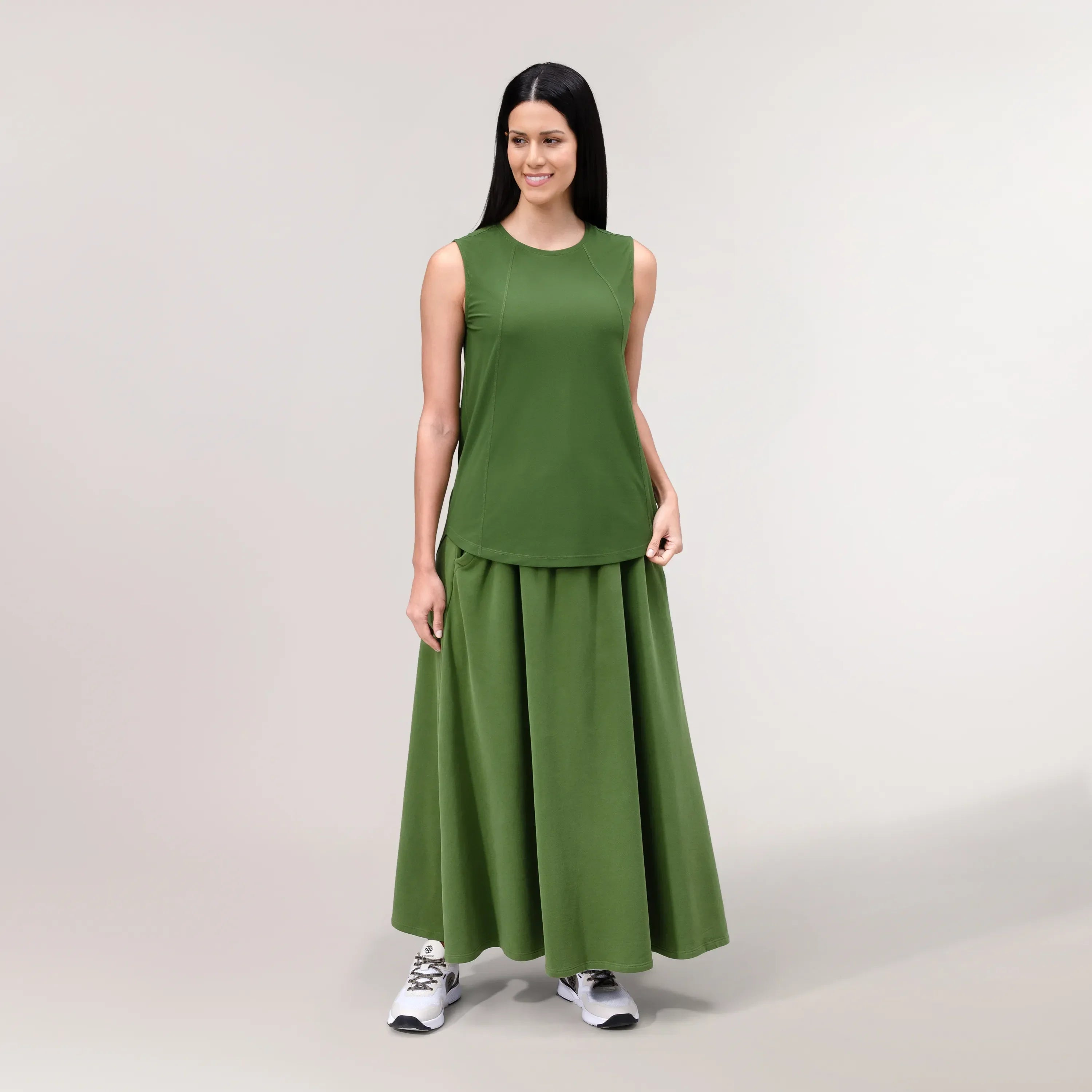 Twirl Sleeveless Top - CORE DARK MUSK GREEN