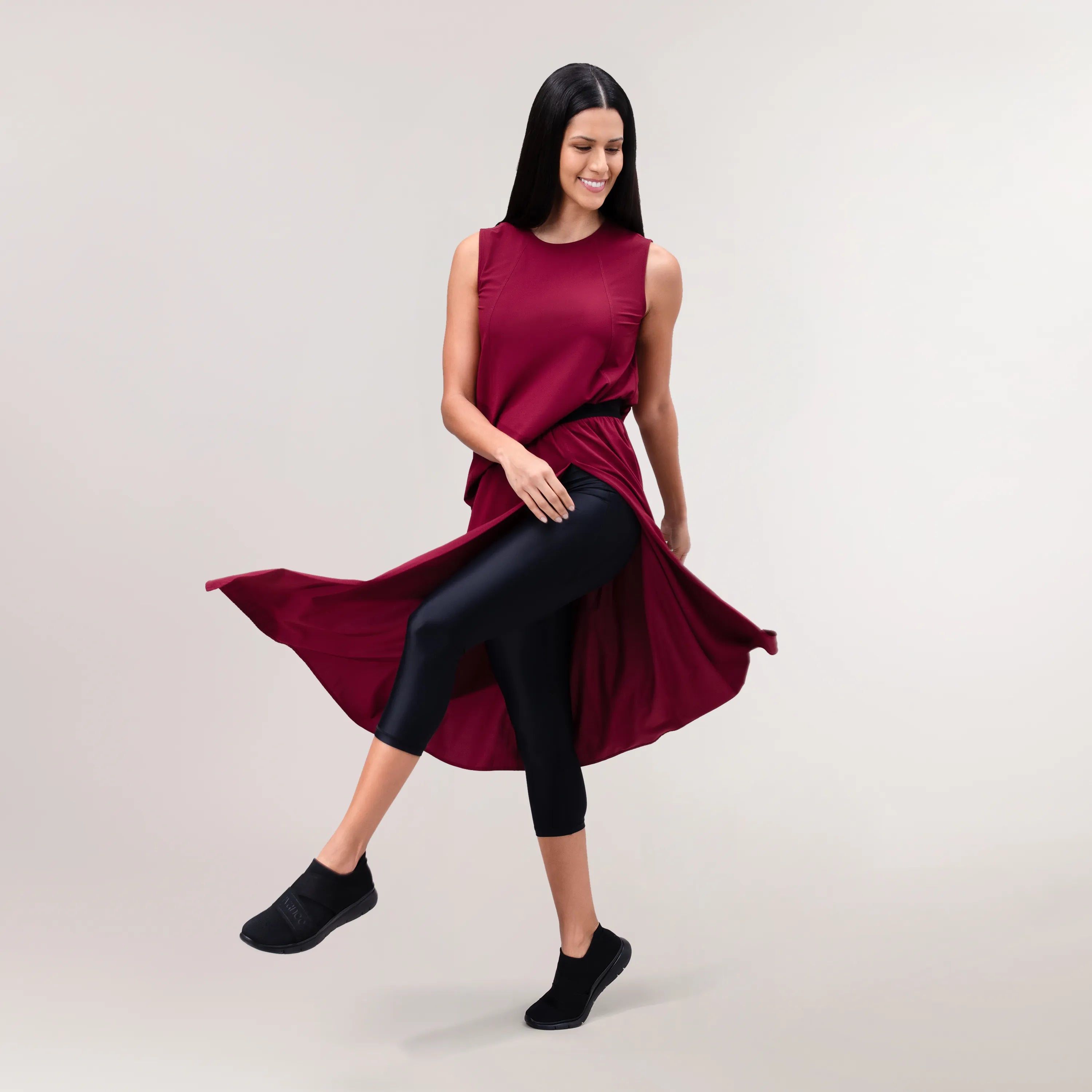 Twirl Sleeveless Top - CORE GRAPE RED