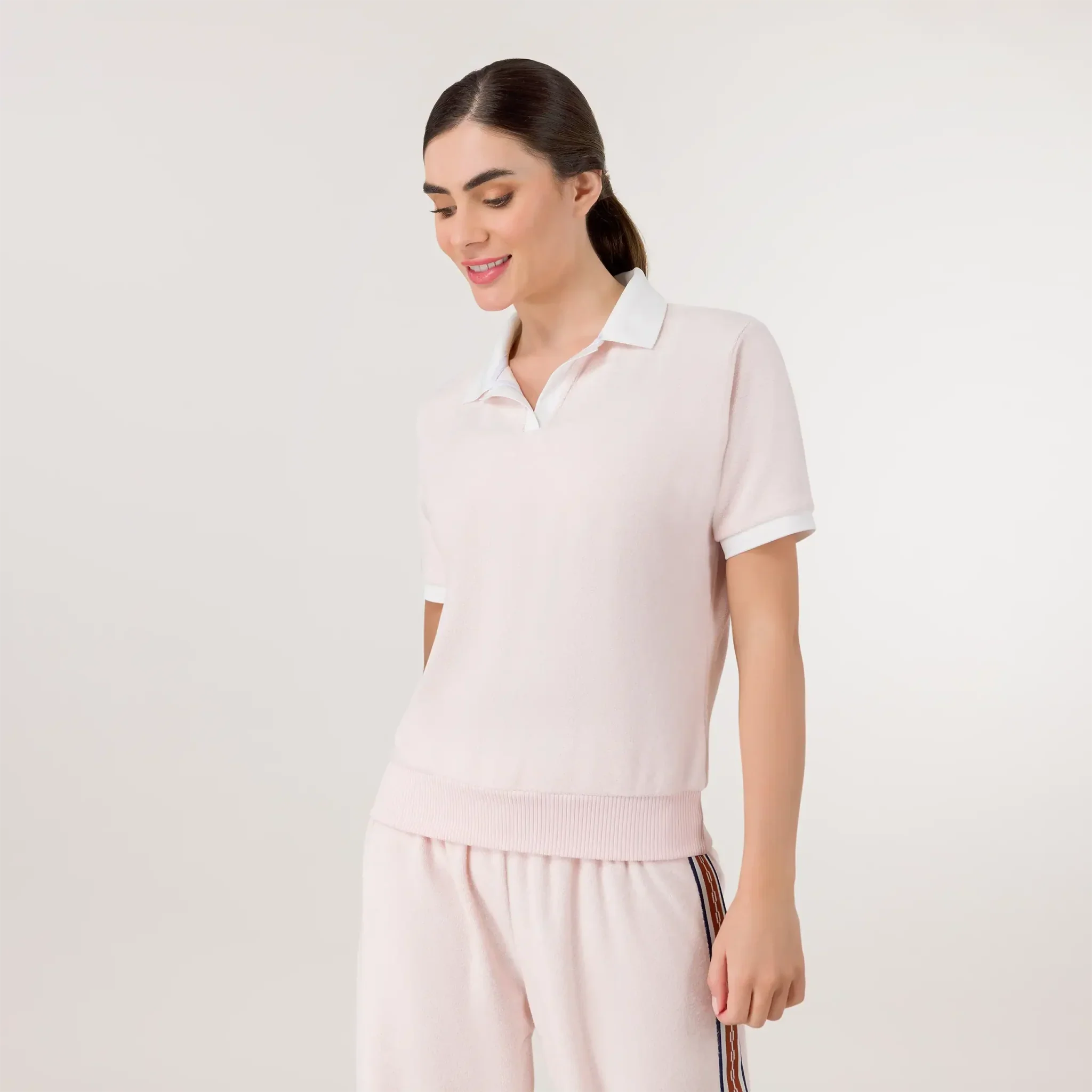 Velour Polo Top - SEASONAL PINK