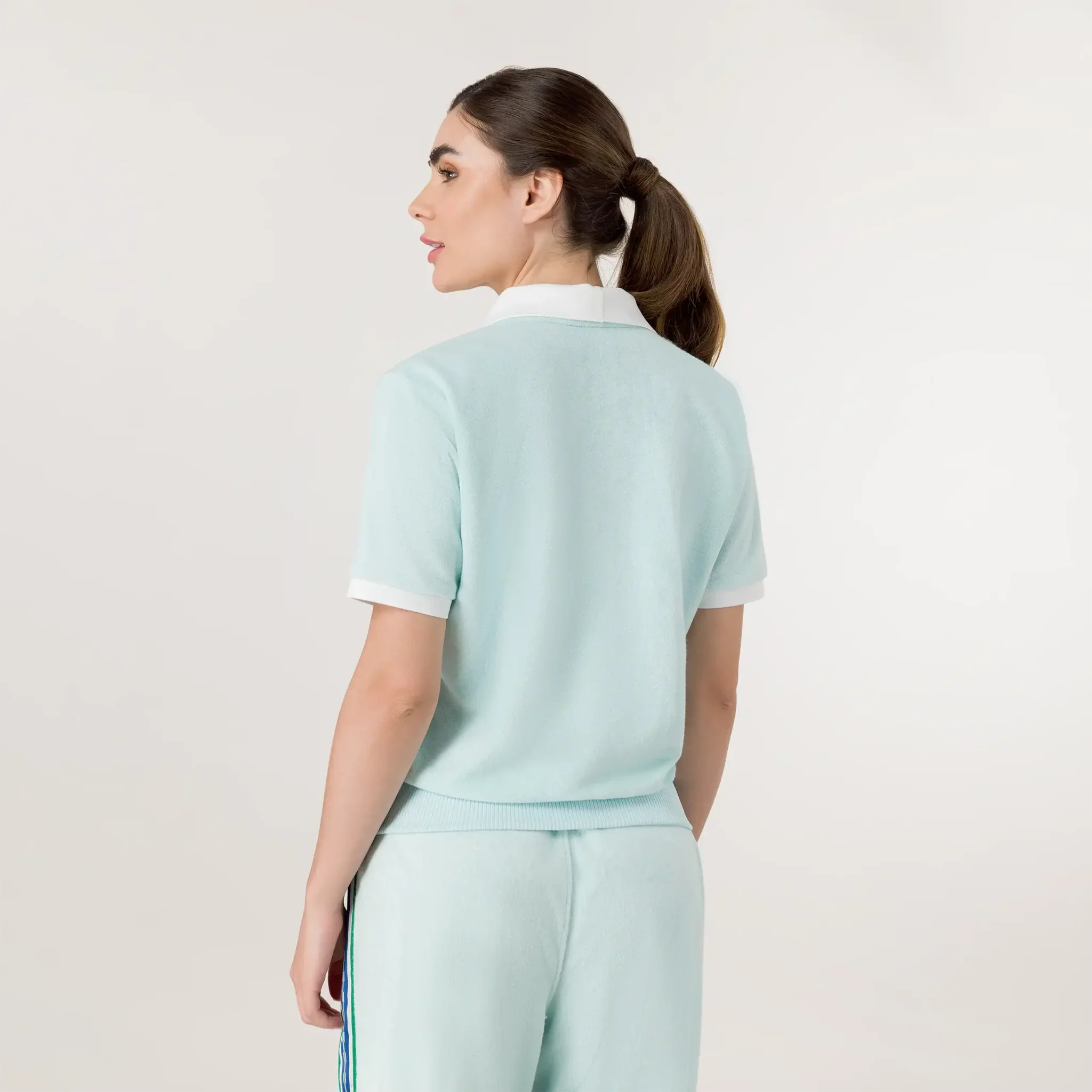 Velour Polo Top - SEASONAL LIGHT BLUE
